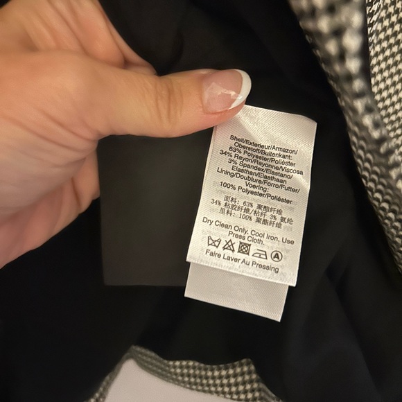 Donna Karan Houndstooth Lined Double Breasted Old Money Blazer Jacket Size L - Picture 12 of 16